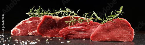 Steak raw. Barbecue Rib Eye Steak, dry Aged Wagyu Entrecote Steak. photo