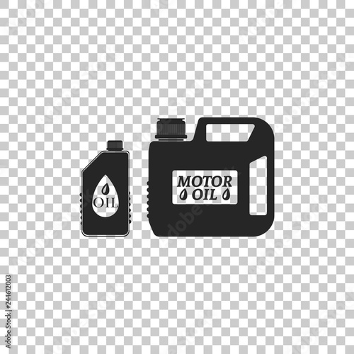 Plastic canister for motor machine oil icon isolated on transparent background. Oil gallon. Oil change service and repair. Engine oil sign. Flat design. Vector Illustration