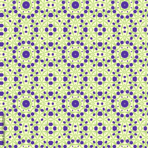 Seamless color pattern from a variety of geometric shapes and lines.