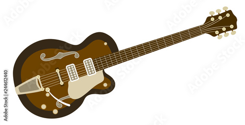 Blues, jazz and rockabilly archtop guitar isolated on white