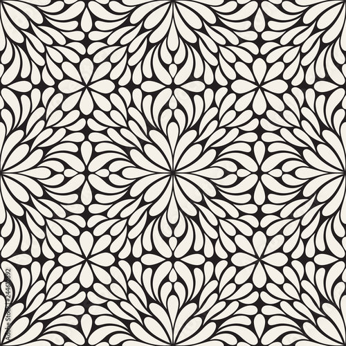 Vector flourish background. Beige wallpaper pattern with petals.