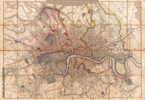 1852, Davies Case Map or Pocket Map of London, England