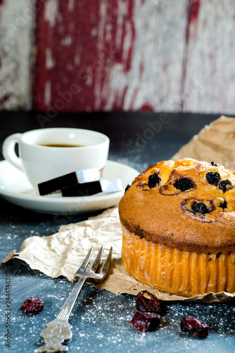 blueberry muffin and coffee photo