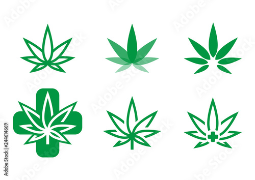 marijuana logo, cannabis logo set, medical marijuana logo, marihuana illustration