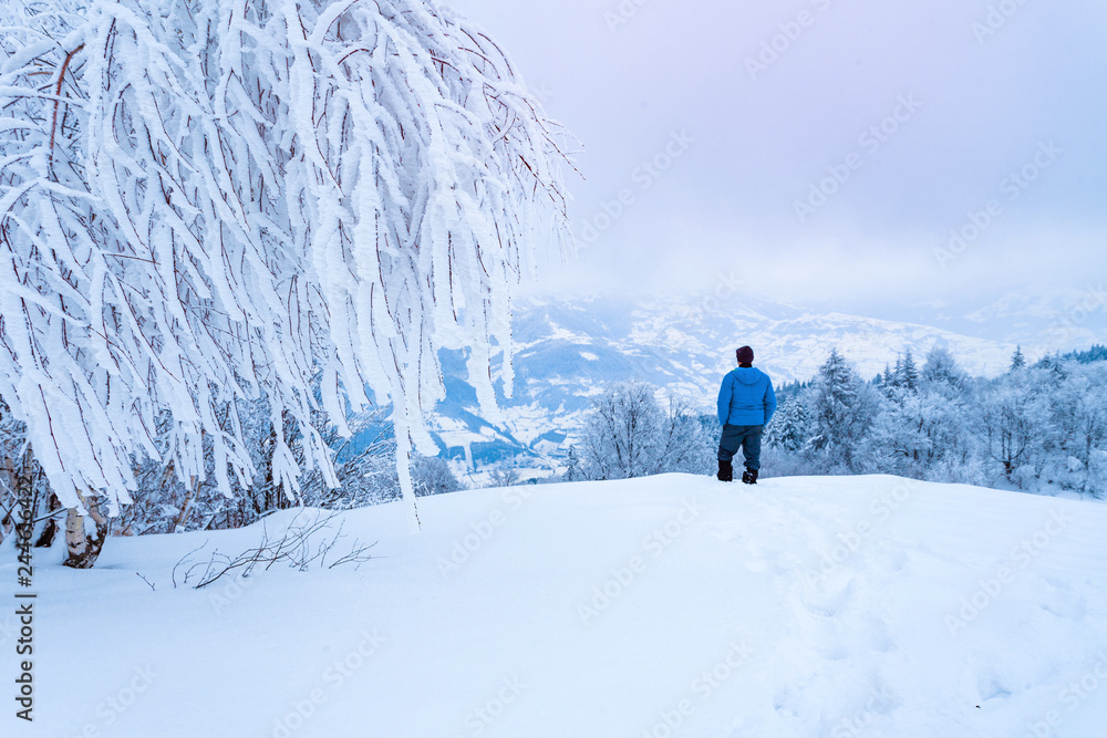 Beautiful winter mountain landscape in Romania