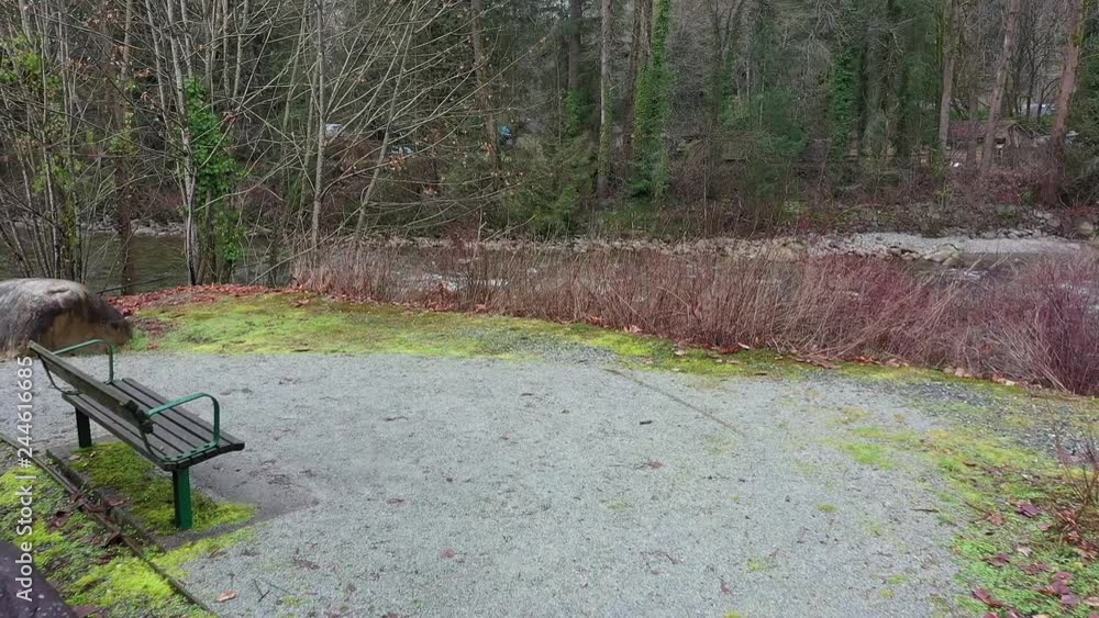 Low Aerial View at Trail in Park. Drone Flying 4K. Low Aerial View at Trail in Park. Drone Flying 4K.