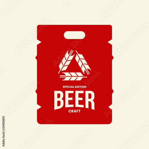 Modern craft beer drink vector logo sign for bar, pub, store, brewhouse or brewery isolated on light background. Premium quality keg logotype illustration. Brewing fest fashion t-shirt badge design.