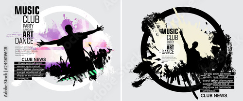 Party background with dancing people - vector illustration