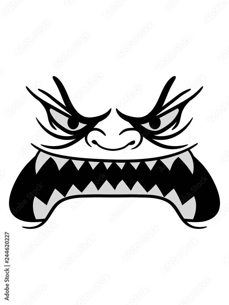 großer mund fressen gefährlich böse monster augen horror hunger gesich  lustig comic cartoon clipart design Stock Illustration | Adobe Stock