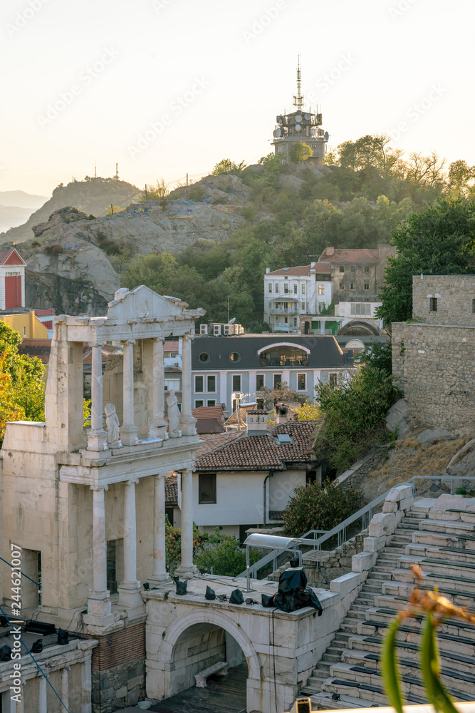 Obraz premium the view on the old Greek theatre in Plovdiv, Bulgaria