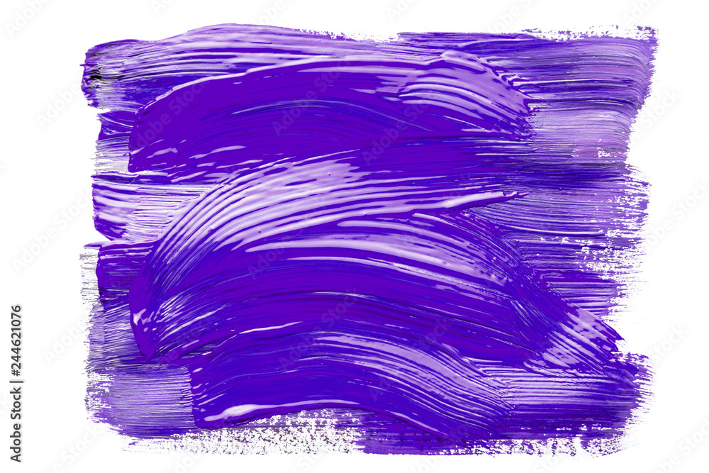 Abstraction for background, rectangular pattern with violet paint on white isolated background