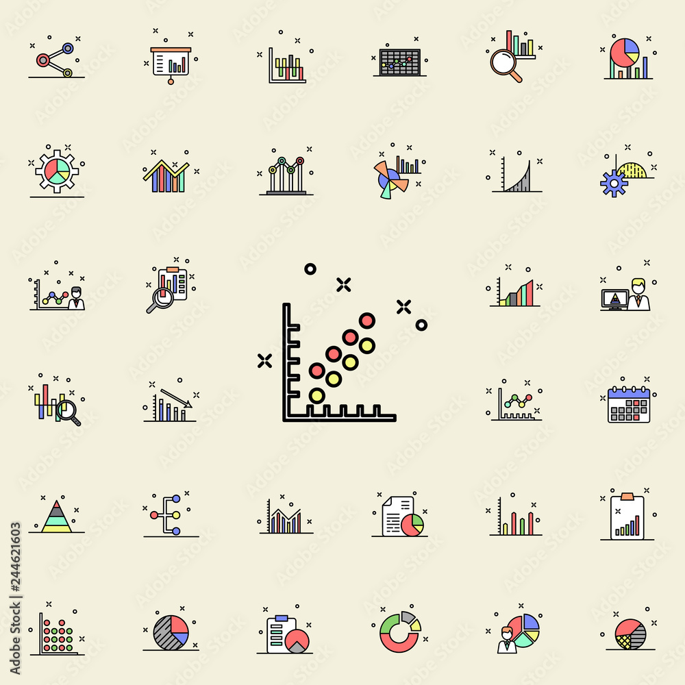 point growth chart colored icon. Business charts icons universal set for web and mobile