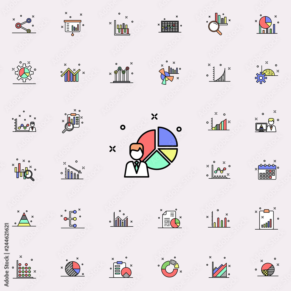 Fototapeta premium Characteristics of staff diagram pie colored icon. Business charts icons universal set for web and mobile