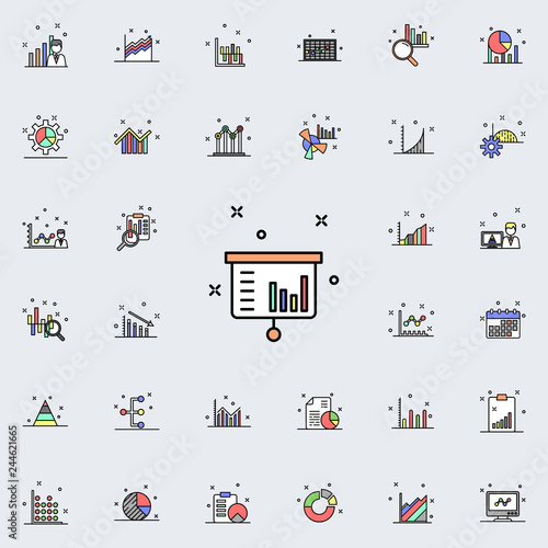 report presentation colored icon. Business charts icons universal set for web and mobile