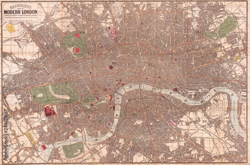 1862, Reynolds Pocket Map of London, England
