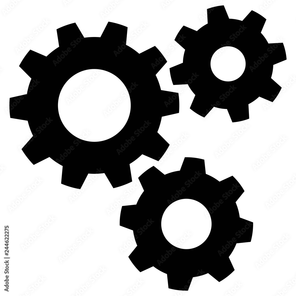 Gears - A vector cartoon illustration of a few spinning gears. Stock Vector