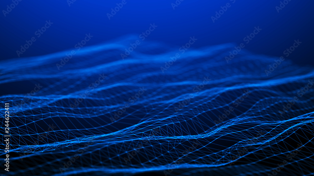 Naklejka premium Network connection dots and lines. Technology background. Plexus. Big data background. 3d rendering.
