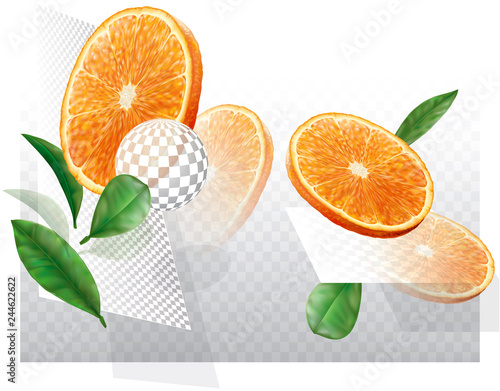 Oranges fruits slices on a abstract background