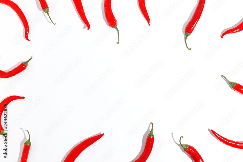 Red hot chili peppers on white background. Red hot chili peppers on white background.