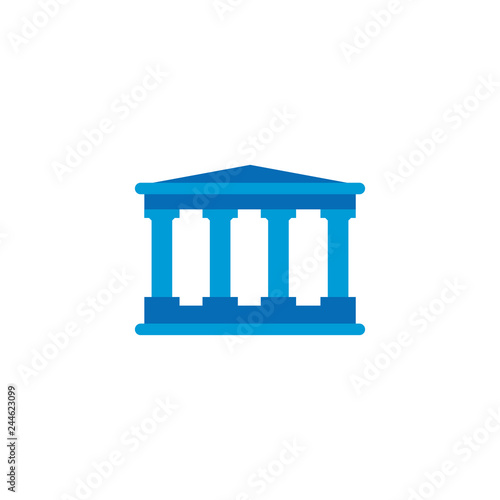court or bank building , vector icon isolated on white background.