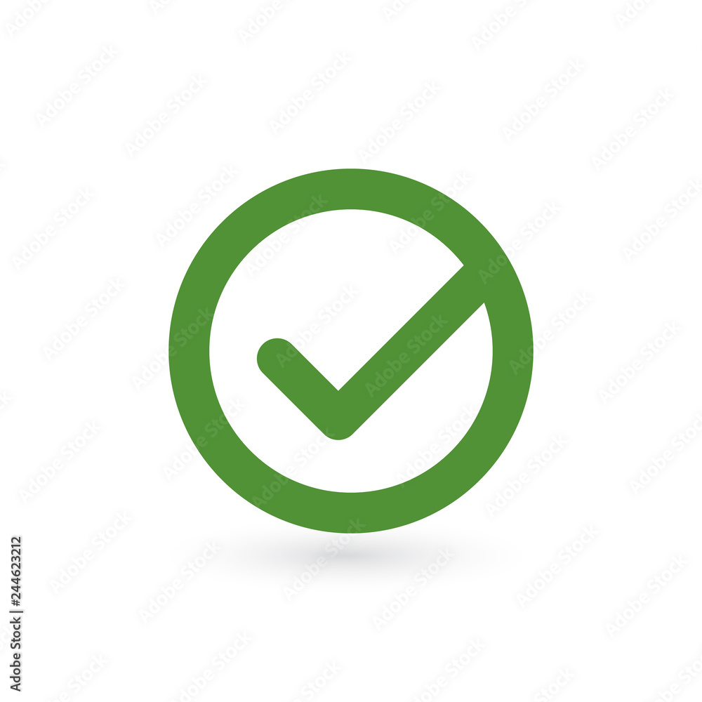 Tick sign element. Green checkmark icon isolated on white background. Simple mark graphic design. Vector illustration Tick sign element. Green checkmark icon isolated on white background. Simple mark graphic design. Vector illustration