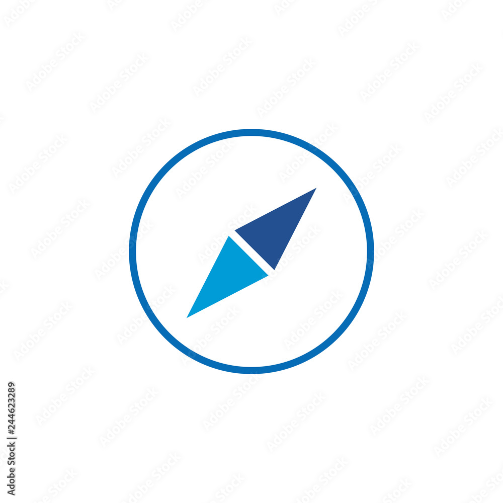 Blue Compass in circle icon. Vector Illustration isolated on white background. Blue Compass in circle icon. Vector Illustration isolated on white background.
