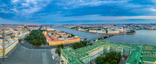 Saint Petersburg. Russia. Panorama of St. Petersburg. Hermitage. Admiralty. Vasilyevsky Island. City center. Palace Bridge. Neva River. Bridges of St. Petersburg. Travel to Russia.