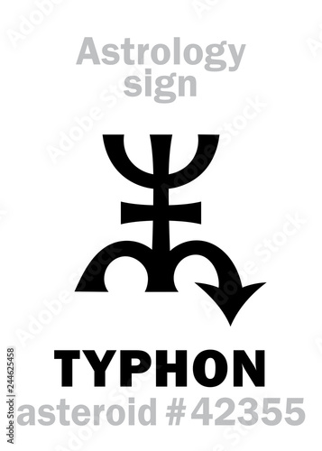 Astrology Alphabet: TYPHON, asteroid (or Scattered disc object) #42355. Hieroglyphics character sign (original symbol).