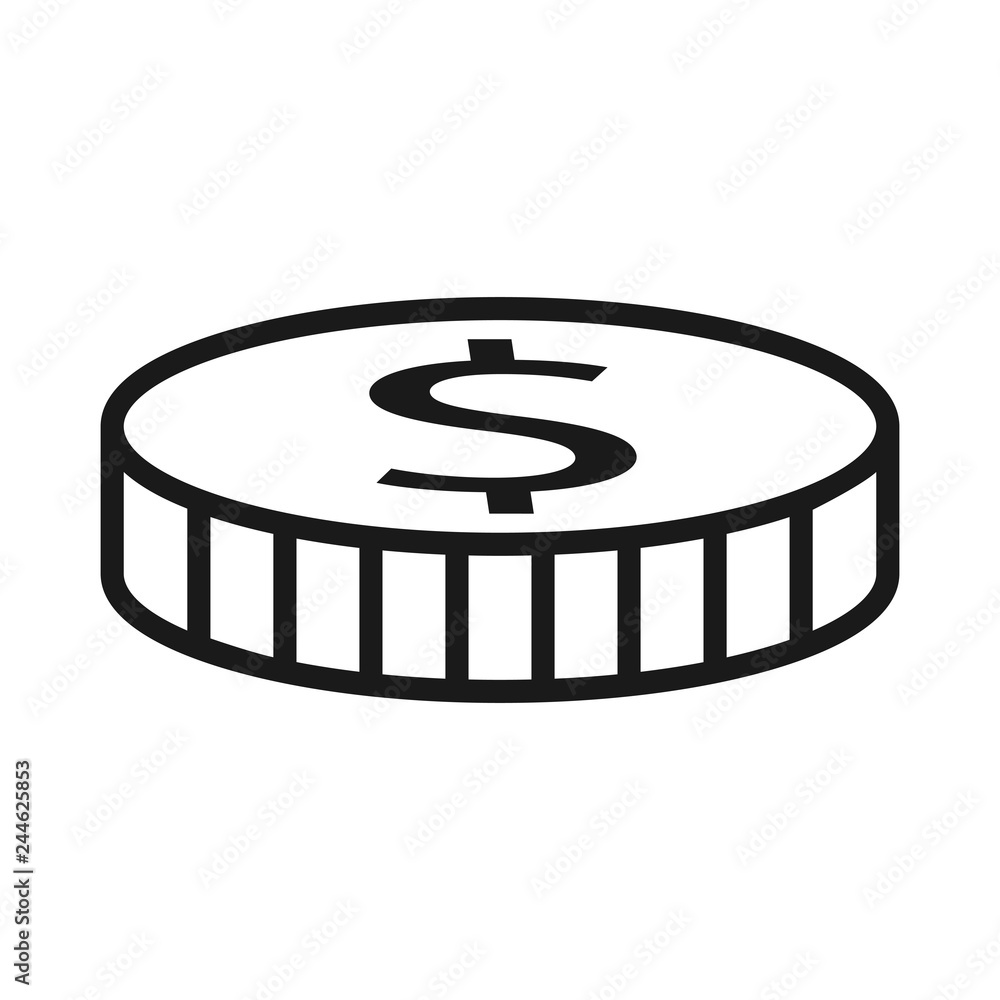 Money. Line Icon Vector. Payment system. Coins and Dollar cent Sign isolated on white background. Flat design style. Business concept. Money. Line Icon Vector. Payment system. Coins and Dollar cent Sign isolated on white background. Flat design style. Business concept.