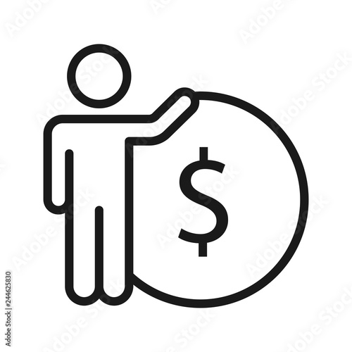Money. Line Icon Vector. Payment system. Coins and Dollar cent Sign isolated on white background. Flat design style. Business concept.