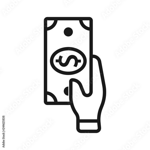 Money. Line Icon Vector. Payment system. Coins and Dollar cent Sign isolated on white background. Flat design style. Business concept.