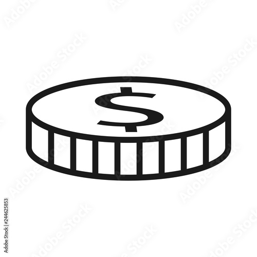 Money. Line Icon Vector. Payment system. Coins and Dollar cent Sign isolated on white background. Flat design style. Business concept.
