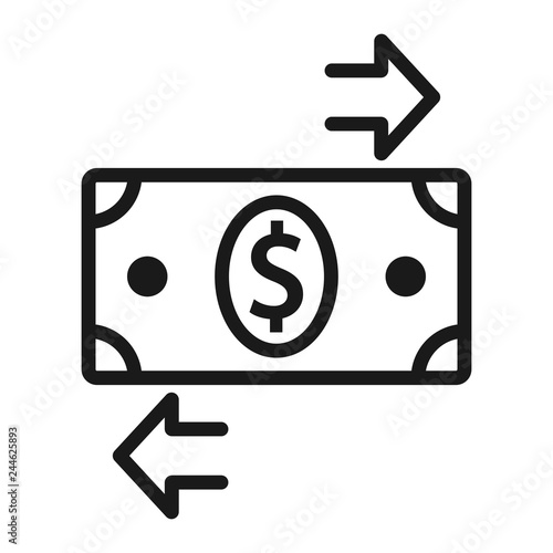 Money. Line Icon Vector. Payment system. Coins and Dollar cent Sign isolated on white background. Flat design style. Business concept.