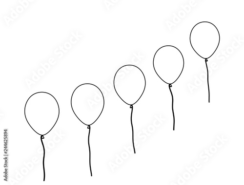 Simple line art vector growth chart in shape of party balloons flying up.