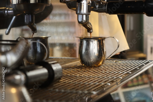 Coffee Machine Making Espresso (Close-up)