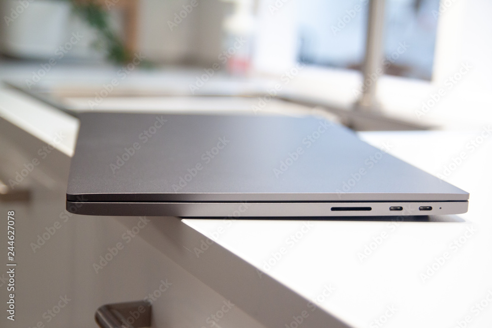 closed Laptop computer notebook pro 15.6 at home interior closed Laptop computer notebook pro 15.6 at home interior