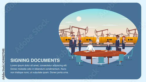 Flat Two Businessman in Process Signing Documents
