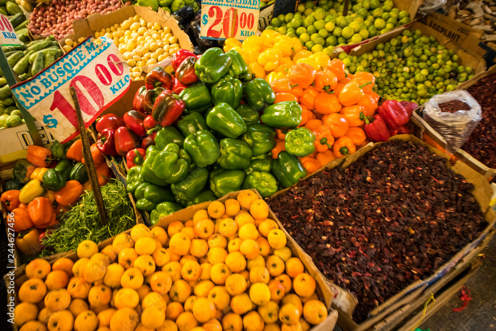 Fresh Fruits and Vegetables at Market in Mexico City