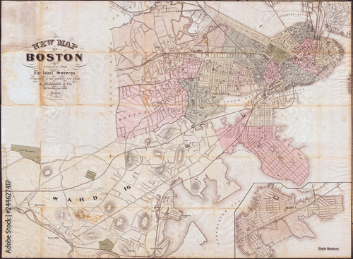 1870, Williams Pocket Map or Plan of Boston, Massachusetts
