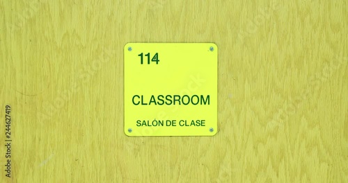 Classroom Sign on Door at School Centered