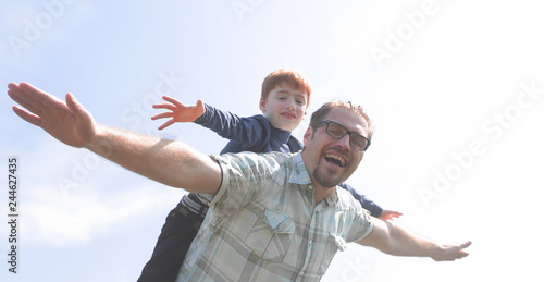 funny father and son spend time together