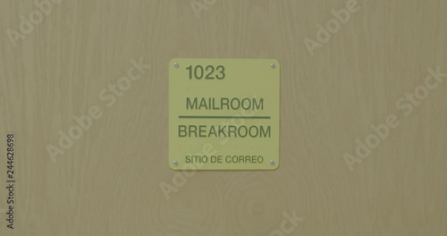 Mailroom Break Room Sign on Door at School Centered Ungraded