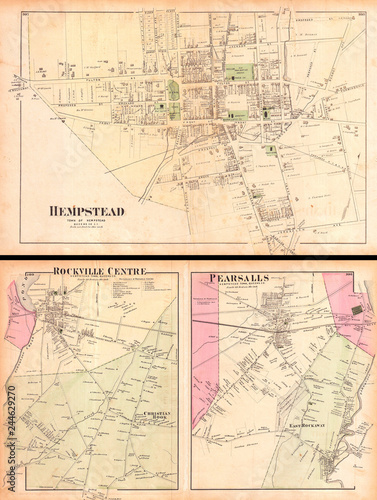 1873  Beers Map of the Towns of Hempstead  Rockville and Pearsalls  Long Island  New York