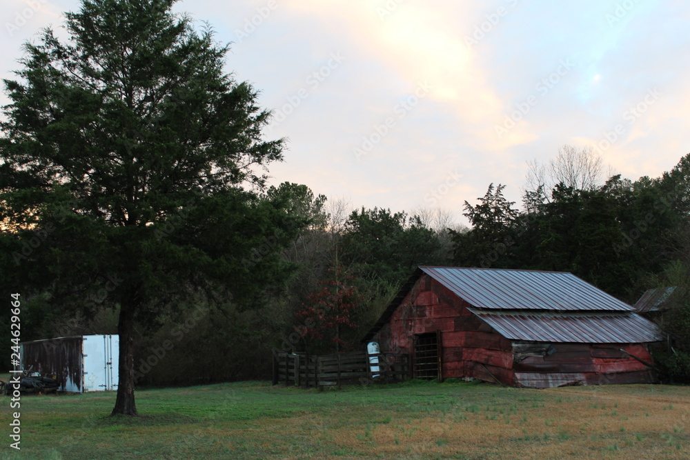 old barn in field old barn in field