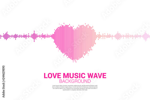 Sound wave heart icon Music Equalizer background. love song music visual signal