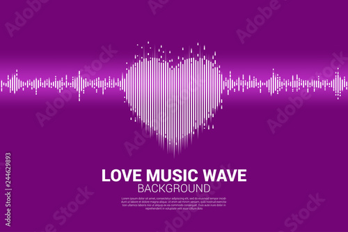 Sound wave heart icon Music Equalizer background. love song music visual signal