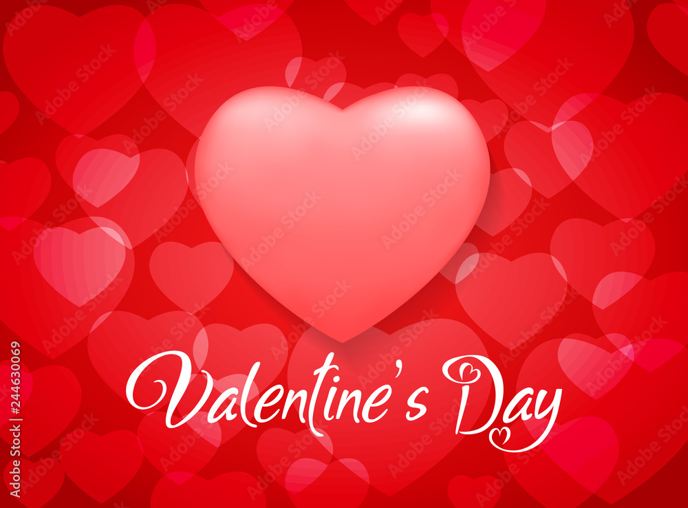 Valentines Happy day background with heart shaped, a big red heart. Vector illustration 