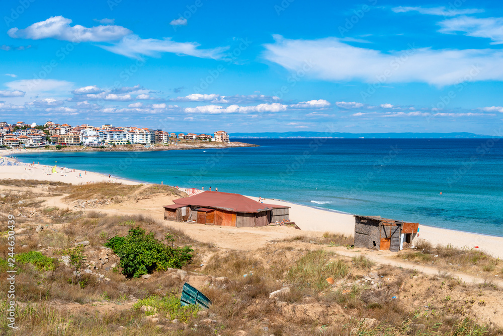 Areal view on the amazing beach in Sozopol in Bulgaria.