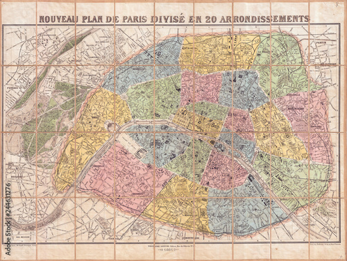 1881, Lefevre Pocket Map or Plan of Paris, France