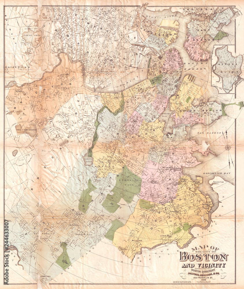 1896, Sampson and Murdock Map of Boston, Massachusetts and Vicinity